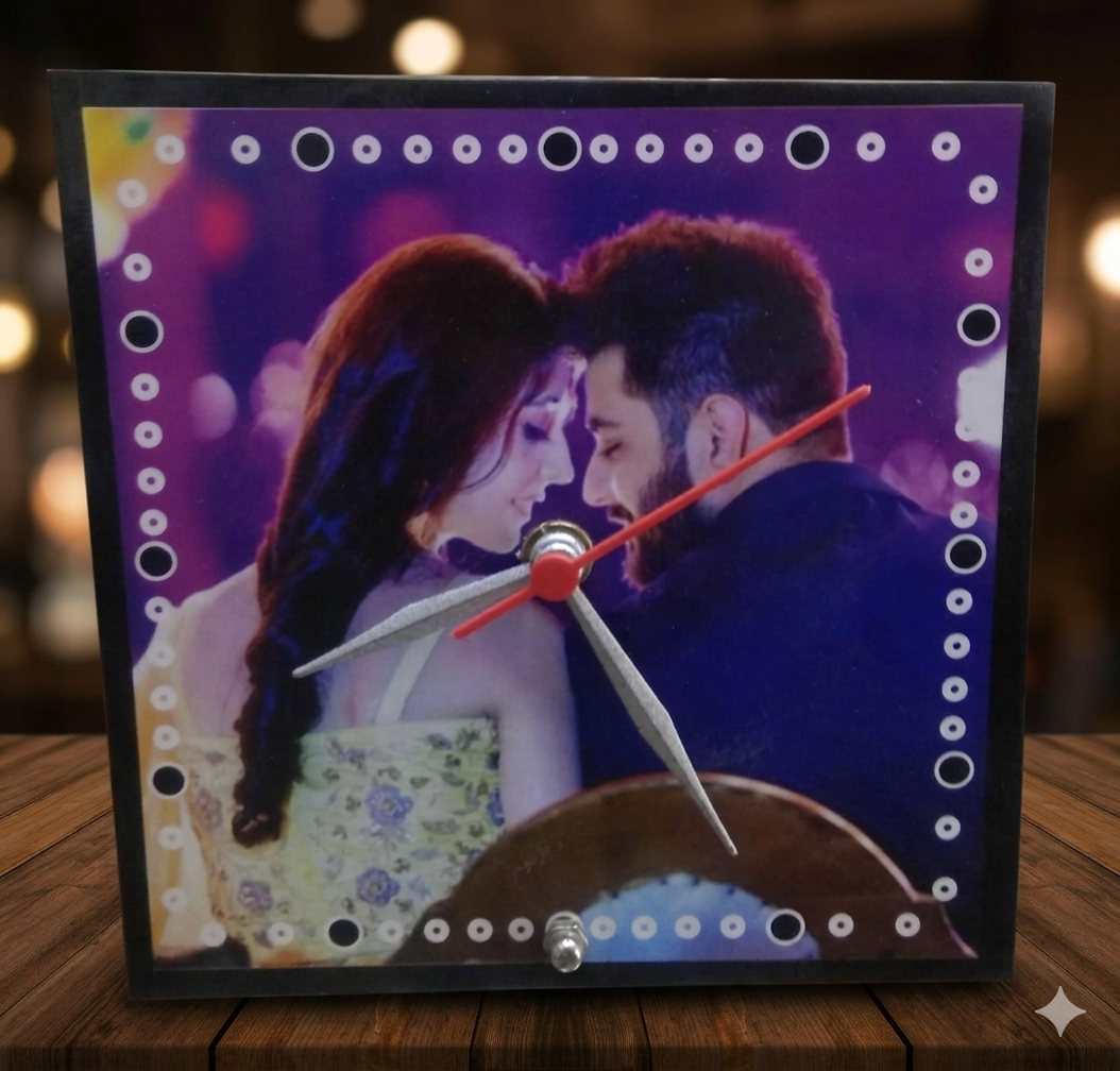 Personalized Couple Photo Wall Clock – 12 × 12 Inch