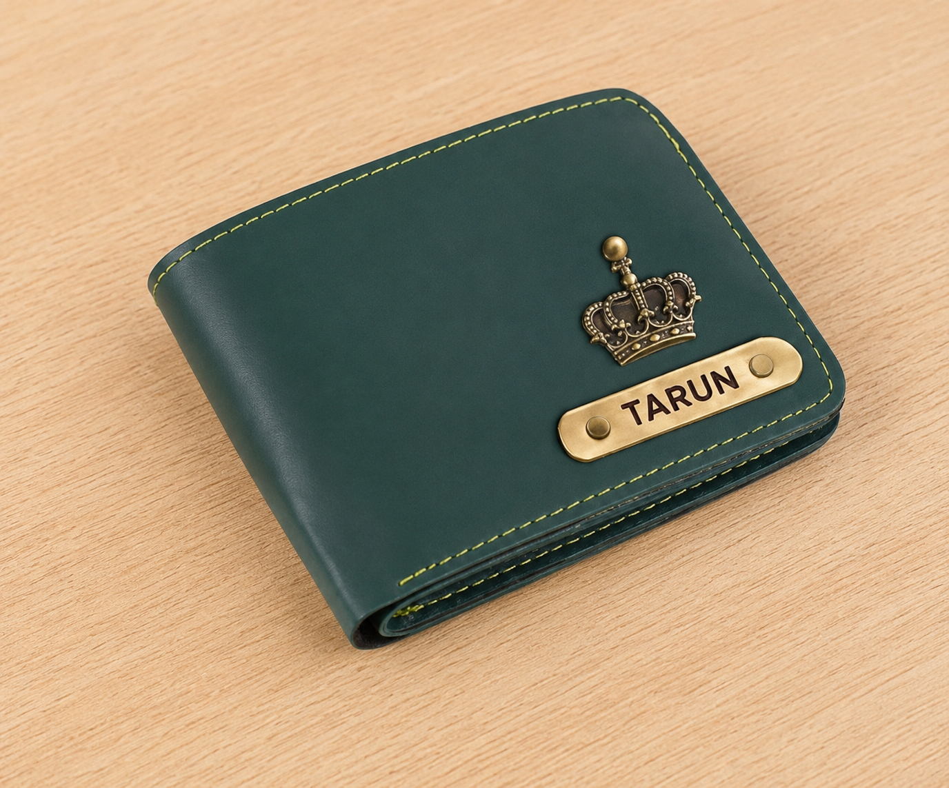 Engraved Name Wallet with Charm | Customized Men's Wallet with Name Tag and Charm | Gift for Men with Custom Nameplate